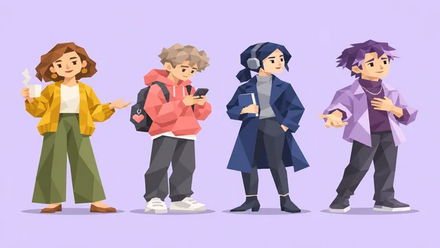 安定型・不安型・回避型・恐れ回避型を表す4人が並ぶイラスト