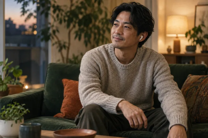 自宅で音声通話をするイメージ
