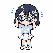 双眼鏡越しの観測者のイラスト
