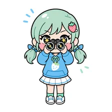 双眼鏡で全員を見る人のイラスト
